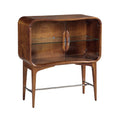 "Mid-century Modern Houten Kast met Glazen Deuren en Verchroomde Voetjes"