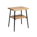 Technische titel: "Moderne houten salontafel met zwart metalen poten en praktisch onderblad"