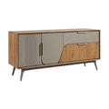 **Moderne Dressoir met Houten Afwerking en Strakke Lijnen**